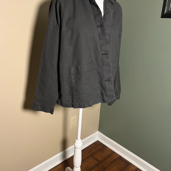 Eileen Fisher Jacket Womens Large Black Organic Cotton Hemp Smock Boxy - Picture 3 of 8